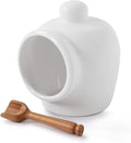 WM Bartleet & Sons 1750 T52W Traditional Porcelain Small Pig with Wooden Salt Serving Spoon-White, 9cm