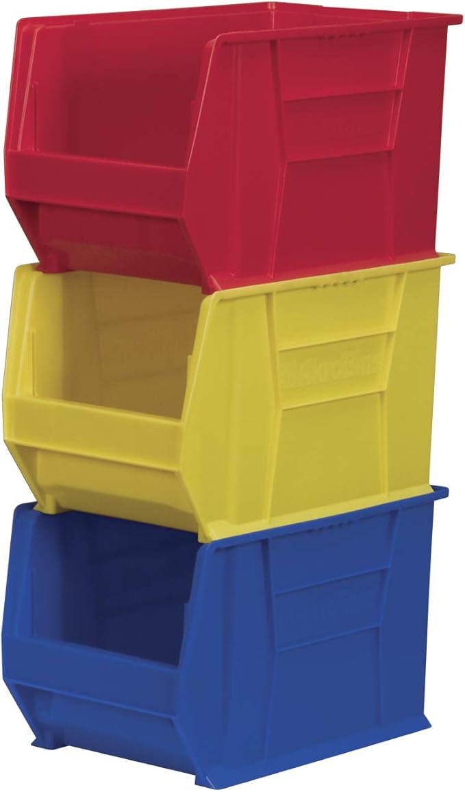 Akro-Mils 30282 Super-Size AkroBins Plastic Storage Bins, Space-Saving Stackable Bins for Garage, Classroom, Warehouse Organization, 20" L x 12" W x 12" H, Grey, 2-Pack