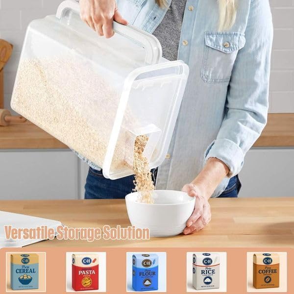 Buddeez Airtight Storage Dispenser - Easy Pour Spout for Cereal and Dry Food - BPA Free 46 Cup White/Clear