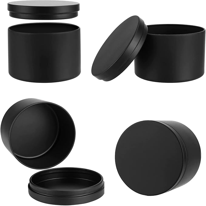 SONVIIBOX 24 Pack 8 oz Candle Tins,All Black Candle tins for Making Candles Bulk,8oz Candle Jars,Tin Jars for Candle Making,Candle Jars (Black, 8OZ)