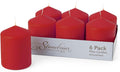 Stonebriar Unscented Pillar Candles – 35 Hour Burn Time, Long-Lasting Wax Candles for Weddings, Holidays, Home Décor & Special Events, Pack of 6, Red, 3" x 4"
