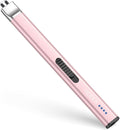 REIDEA Electric Lighter R1 Flat Candle Lighter, Windproof Flameless USB Rechargeable Arc with Safe Button and Power Indicator for Candle, BBQ and Fireworks, Rose Gold