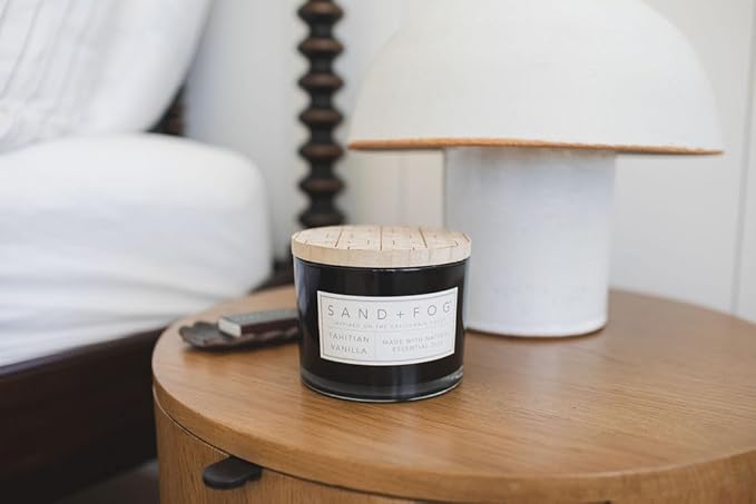 Sand + Fog Scented Candle -Tahitian Vanilla – Additional Scents and Sizes – 100% Cotton Lead-Free Wick - Luxury Air Freshening Jar Candles - Perfect Home Decor – 12oz
