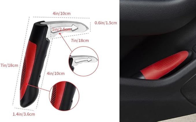 Car Handle Assist for Elderly, Door Handles for Automotive, Multifunctional Car Handle Assist, Handicapped Elderly Assistant Support Bar, Red with Strap