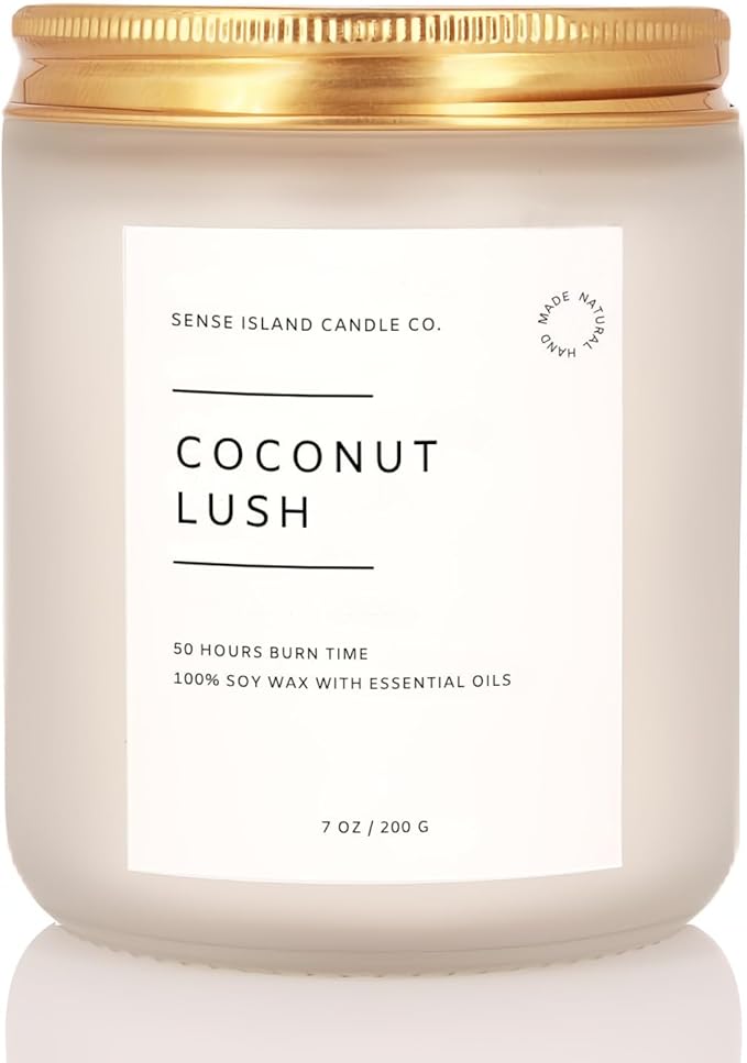 Coconut Lush Scented Candle | Inspired by VS Coconut Passion | 7oz Soy Wax Long Lasting Scented Candle for Women | Gift for Women Sensual Warm and Cozy Fragrance