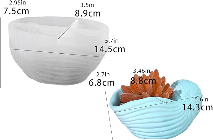 3D Animal Flower Pot Vase Silicone Mold for Resin Plaster Concrete Cement Clay, Succulents Planter Mold Epoxy Resin Kit for DIY Candle Pen Holder Succulent Pot (Conch)