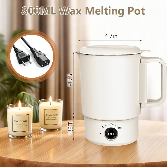 didforu Electric Wax Melting Pot Kit with Thermometer, 800ML Wax Melter for Candle Making, Adjustable Temperature Wax Warmer with Spout, DIY Candle Making Supplies for Beginners & Professionals