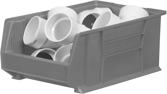 Akro-Mils 30281 Super-Size AkroBins Plastic Storage Bins, Space-Saving Stackable Bins for Garage, Classroom, Warehouse Organization, 20" L x 12" W x 8" H, Grey, 3-Pack