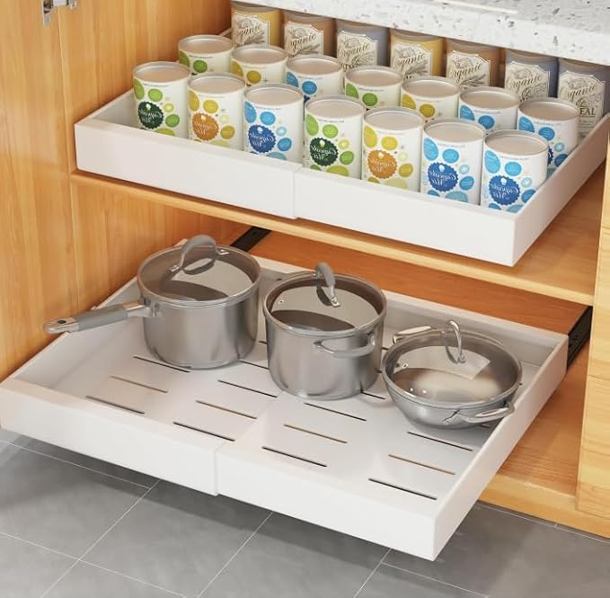 Pull out Cabinet Organizer, Slide out Drawers for Kitchen Cabinets, Adhesive Nano Film, No Drill Install, DIY - adjustable - Expandable - Kitchen accessories – Home Essentials (12.6"~20.5") 1PC