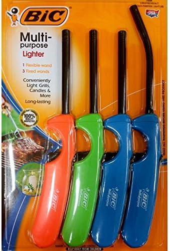 BiC Multi-Purpose Lighter - 4 Lighter Value Pack with 1 Flexible Wand and 3 Fixed Wand by BIC