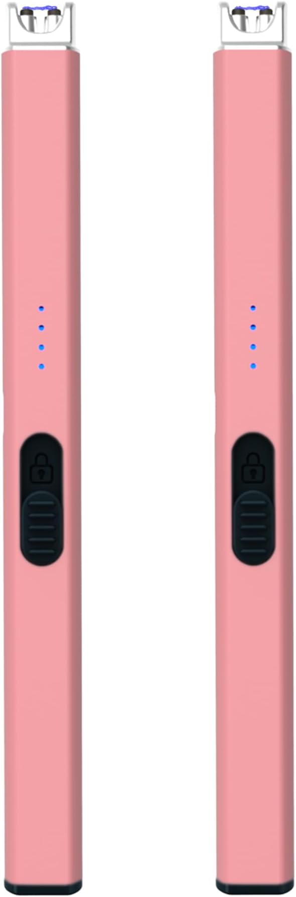 FIGHTSENSE USB Rechargeable Candle Lighter,Plasma Arc Windproof Flameless Long Electric Lighter with Safety Switch,LED Battery Display,Used for BBQ Fireplace,Camping,Stove Kitchen (Pink)