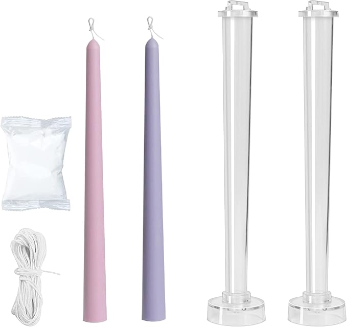 2-Pack Classic Tall Taper Candle Mold,Clear Plastic Pillar Candlestick Mold for Church Christmas Candlelight Dinner Valentine's Day (10.24inch)
