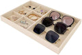 Large Light Beige Premium Quality Velvet Jewelry Display Box Tray Stackable Practical Trade Show Home Store Drawer Divder Closet Organization