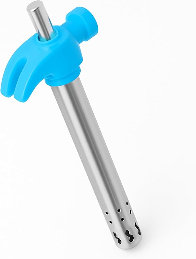 Easy Grip Premium Waterproof Stainless Steel Matt Finish Regular Gas Lighter for Gas Stove, Restaurants & Kitchen Use (Blue)