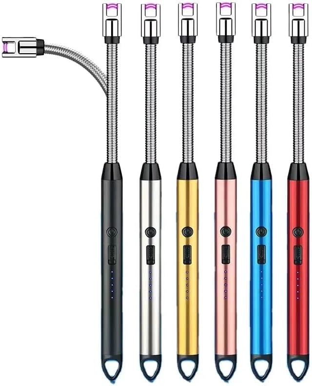 Generic 360°Flexible Neck Lighters for Candles Multi-Function Arc Lighter Rechargeable USB Electric BBQ Lighter for Grill Kitchen Fireworks Gas Stove (Yellow)