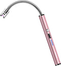 RONXS Candle Lighter, Electric Lighter, Rechargeable Type C Lighters Arc Lighter with LED Battery Display, Flameless Long Lighters for Candles Grill BBQ Camping (Pink)
