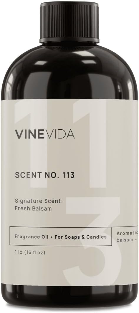 VINEVIDA Scent NO. 113 Fragrance Oil - 16oz (1lb) - Signature Scent: Fresh Balsam Fragrance Oil for Candle Making - Made in USA Candle Scents Scents for Soap Making