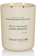M&SENSE Natural Soy Large Candle| Linen Breeze | 16.6 oz, 95H Burn | Mini Spring Scented Candles for Relaxation, Valentines Day Gift, Home Décor | for Bedroom, Office, Party