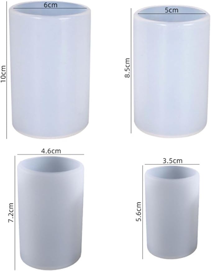 4 Pack Round Candle Resin & Chocolate Silicone Mold - 3D Cylinder & Handmade Candle & Soap Mold