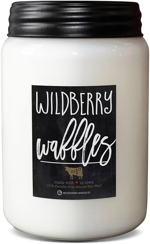 Milkhouse Candle Company - Wildberry Waffles - 26oz Beeswax and Soy Candles - Farmhouse Collection - 100% Natural, Paraffin Free, with Premium Fragrance Oil, Glass Jars with Lids