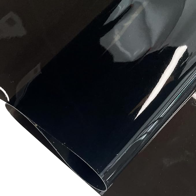ONEART | Black Transparent Leather Vinyl, 30 Gauge Solid Color See-Through Waterproof Jelly Faux Leather for Women DIY Handbags Tote, 12" x 48"