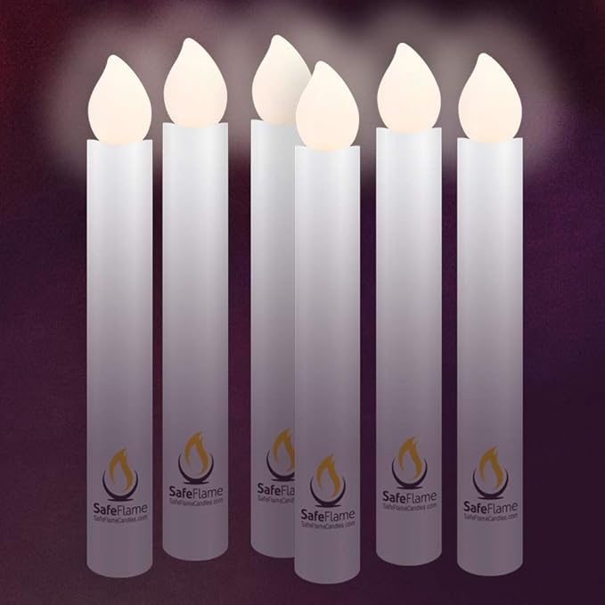SafeFlame Hand Held LED Candles - Batteries Included - Easy On/Off Switch - Safe Flame for Candlelight Service (Box of 25) (Warm White)