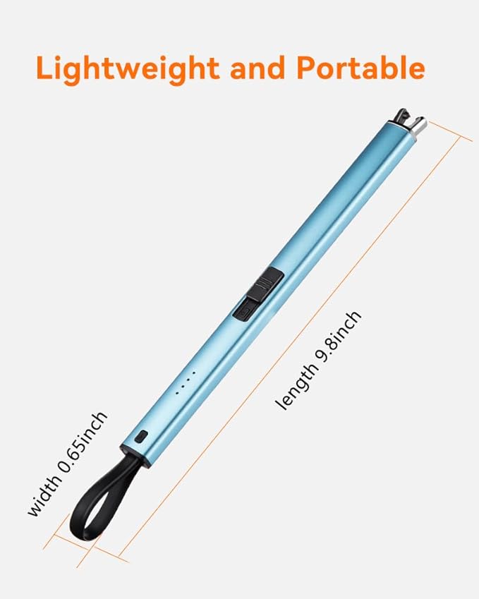 Brigii Electric Lighter, Candle Lighter, Plasma Arc Lighters Windproof & Flameless with USB Cable Integrated Double Safety Switch -Blue