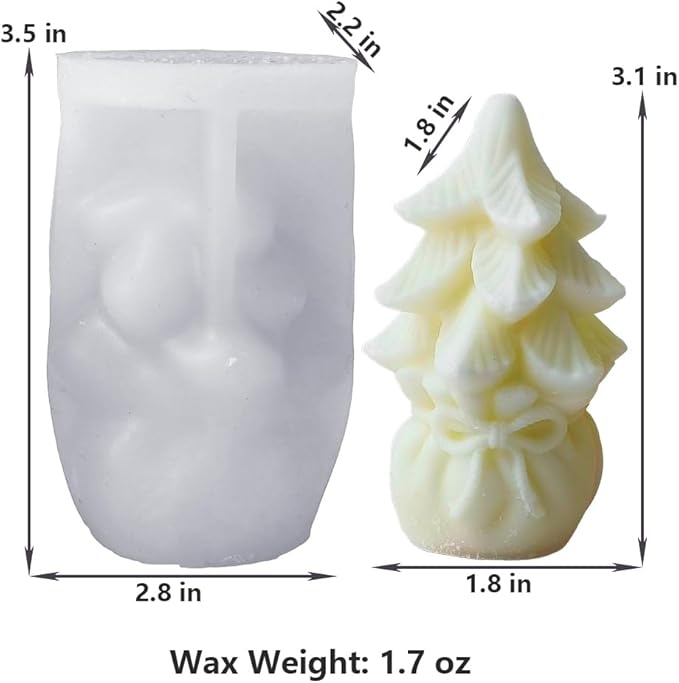 Christmas Tree Silicone Molds, Trees Candle Mold for Soap Soy Wax DIY Handcraft, Gift Bag Resin Molds Gift Wedding Party Home Dinner Festive Days Car Decoration