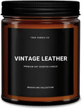 1OAK Leather Candle - Scented Candles for Men (Vintage Leather) - Masculine Decor - Long Burning Premium - Soy Wax (7oz.)