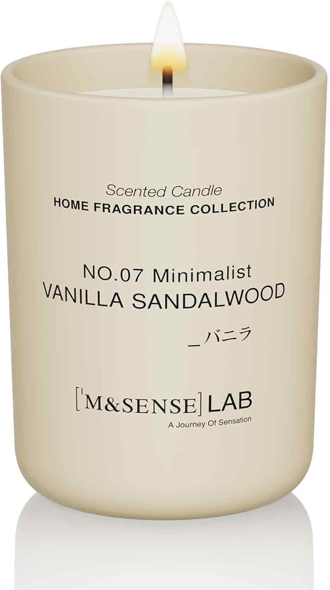 M&SENSE Natural Soy Candle| Vanilla Sandalwood | 8.82 oz, 50H Burn | Spring Scented Candles for Relaxation, Valentines Day Gift, Home Décor | for Bedroom, Office, Party Medium