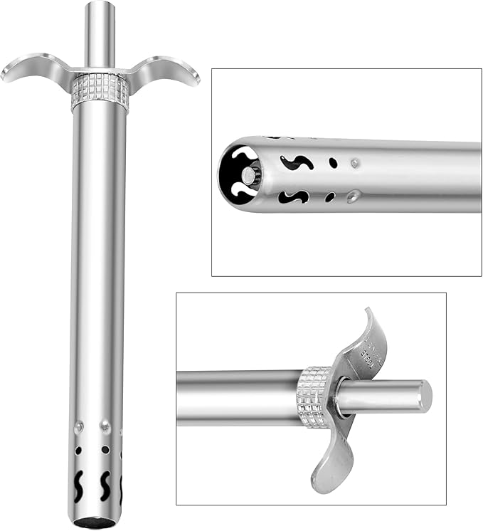 Easy Grip Premium Waterproof Stainless Steel Matt Finish Regular Gas Lighter for Gas Stove, Restaurants & Kitchen Use (2pack)