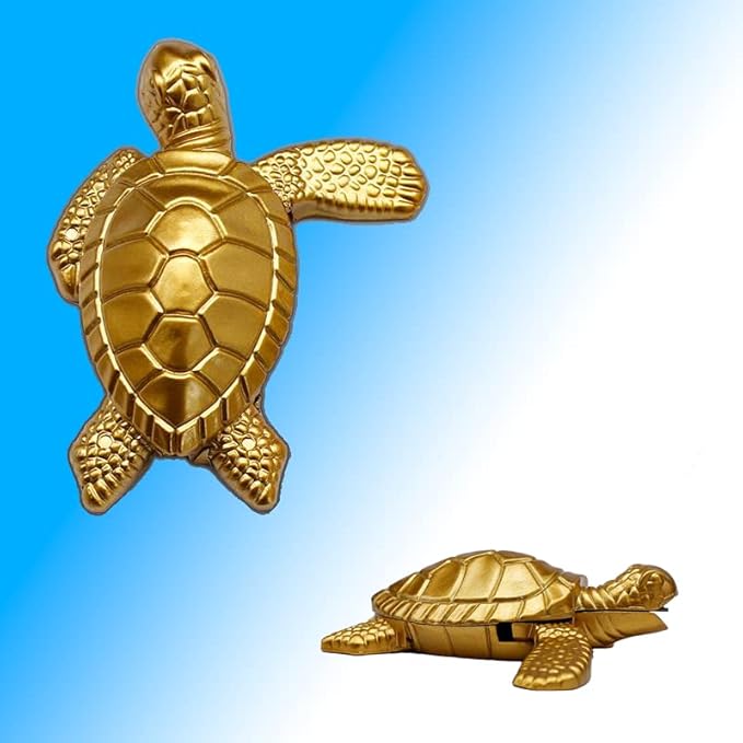 WEQTETJU Vintage Metal Butane Gold Turtle Lighter, Portable Cool Soft Flame Lighters, Refillable Novelty Vintage Lighters for Men Fireplace Candle Camping BBQ (Without Gas)