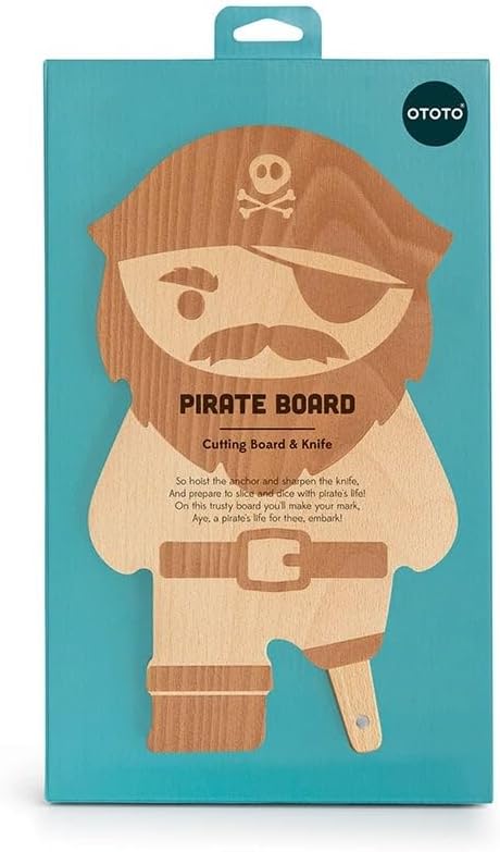 OTOTO Cutting Board Wooden & Plastic Cutting Boards for Kitchen, Fun & Spooky Kitchen Gadgets, Housewarming & Goth Gifts, Dishwasher Safe (Pirate, Wood)
