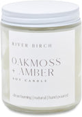 River Birch Candles Oakmoss + Amber Scented Candle | Premium, All-Natural, Non-Toxic, Soy Wax | 8.5oz 40 Hr Burn Time | Cozy Relaxing Gifts for Home