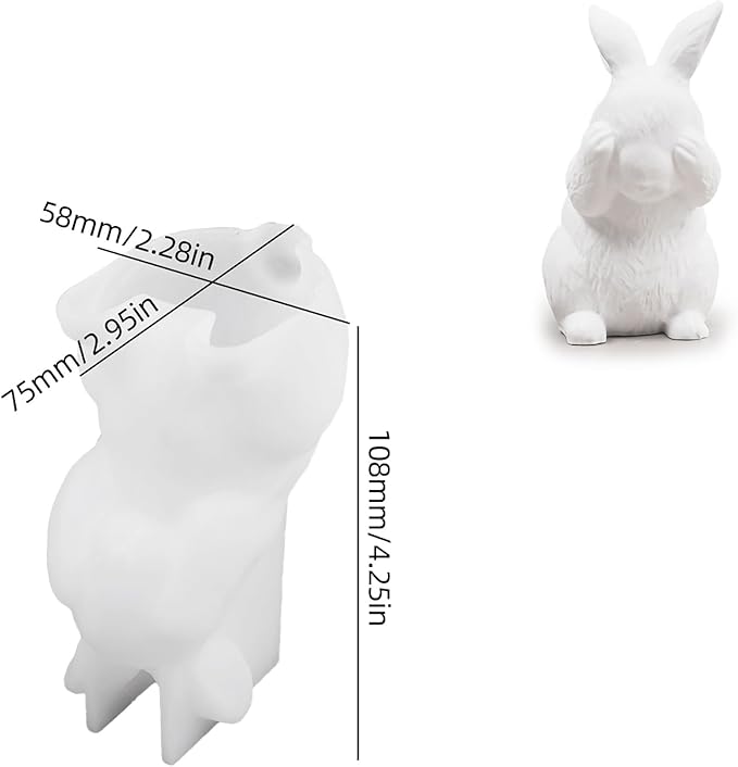 3 Pcs Rabbit Animal Candle Mold - 3 Style - Silicone Resin Casting Molds for Candle & Resin & Soap Craft Supplies
