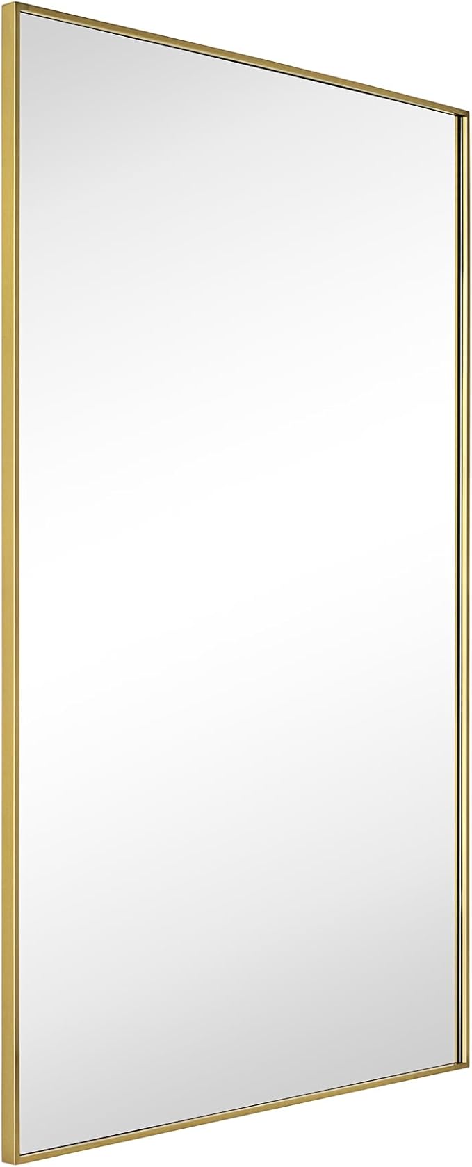 TEHOME Gold Bathroom Vanity Mirror with Squared Corners, 24x40'' Brushed Brass Rectangle Stainless Steel Metal Framed Mirror for Bathroom