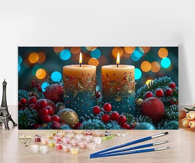 Paint by Numbers Kit for Adults Candle Painting by Numbers Fruit DIY Kits for Adults Canvas Oil Painting Crafts, Hobbies for Women Beginner for Home Wall Decor Art Gifts Without Frame 24x48Inch 3-2151