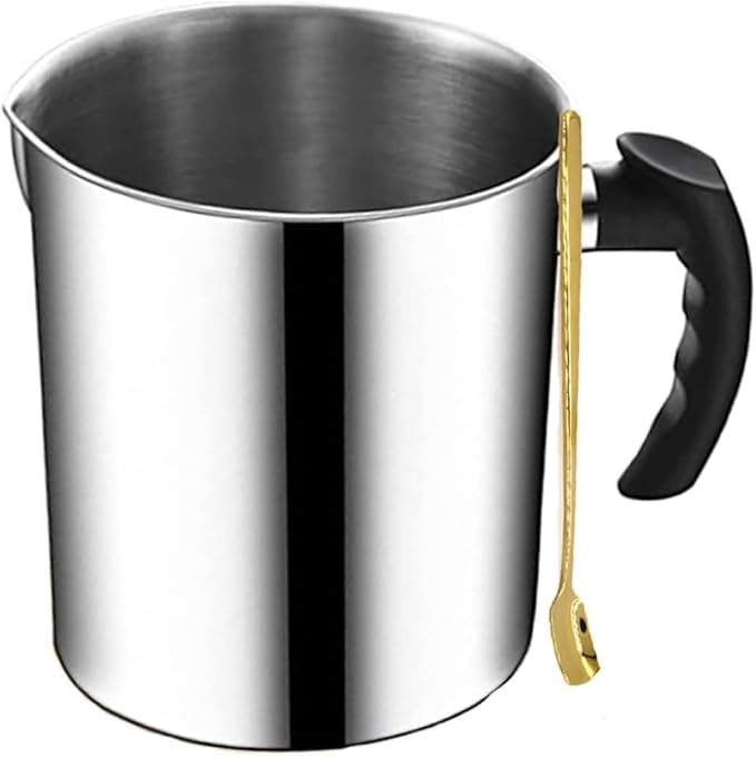 Phinicco Candle Making Pouring Pot, 44oz 1.3L Wax Melting Pot and Spoon 304 Stainless Steel Candle Making Pitcher Heat-Resistant Handle