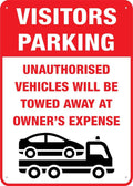 Visitors Parking Unauthorised Vehicles Will Be Towed Away At Owner S Expense 12X8 Inch Aluminum Uv Ink Printed For House And Business