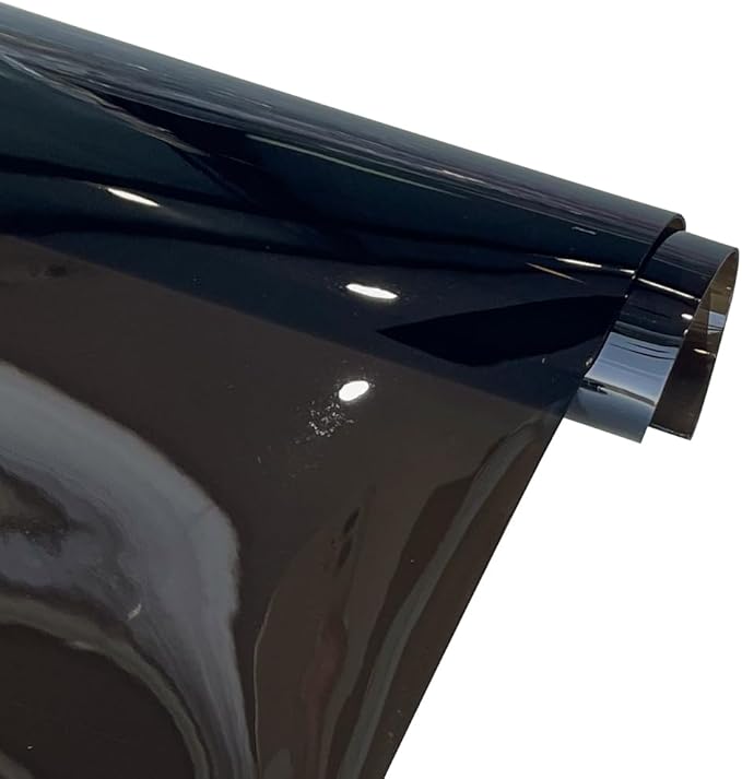 ONEART | Black Transparent Leather Vinyl, 30 Gauge Solid Color See-Through Waterproof Jelly Faux Leather for Women DIY Handbags Tote, 12" x 48"