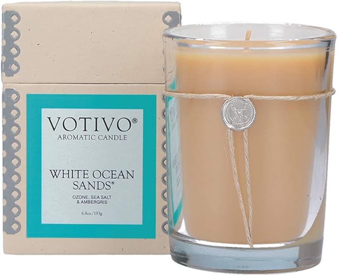 VOTIVO 6.8oz Aromatic Candle-White Ocean Sands