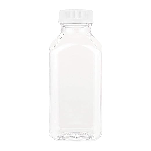 Disposable Juice Container with Caps, 12 Oz Reusable, Clear & Empty Smoothie Bottle For Grab & Go Drink & Juicing Journey, 12 Pack BPA-Free Plastic Water Bottles, Handy, Leak-Proof Beverage Containers