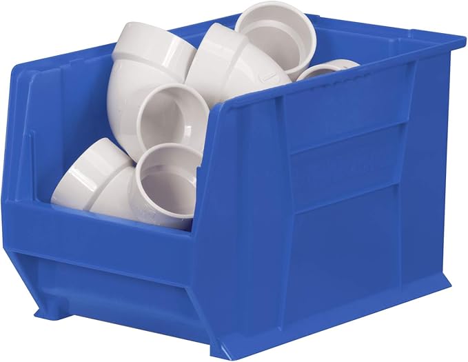 Akro-Mils 30282 Super-Size AkroBins Plastic Storage Bins, Space-Saving Stackable Bins for Garage, Classroom, Warehouse Organization, 20" L x 12" W x 12" H, Blue, 2-Pack