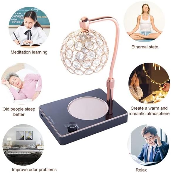 Elegant Style Fragrance Lamp, Height Adjustable Top Down Candle Warmer with Timer, Electric Wax Warmer for Home Office Christmas Decoration (Silver)