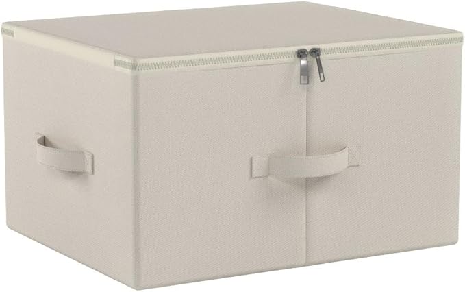 iwill CREATE PRO Collapsible Rigid Storage Bins with Lid, Shelves Clothes Storage Cubes, Tide Up Your Wardrobe, Beige, Set of 2
