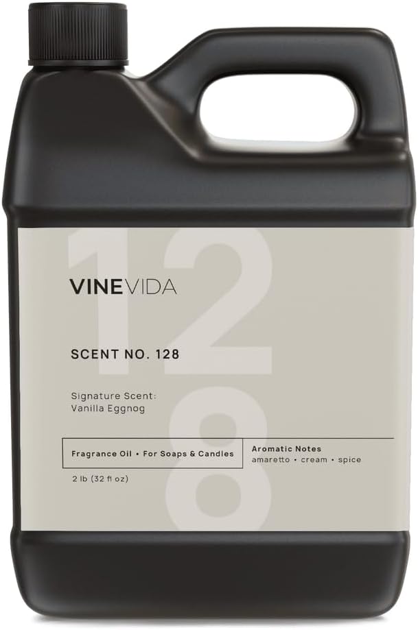 VINEVIDA Scent NO. 128 Fragrance Oil - 32oz (2lbs) - Signature Scent: Vanilla Eggnog Fragrance Oil for Candle Making - Made in USA Candle Scents Scents for Soap Making