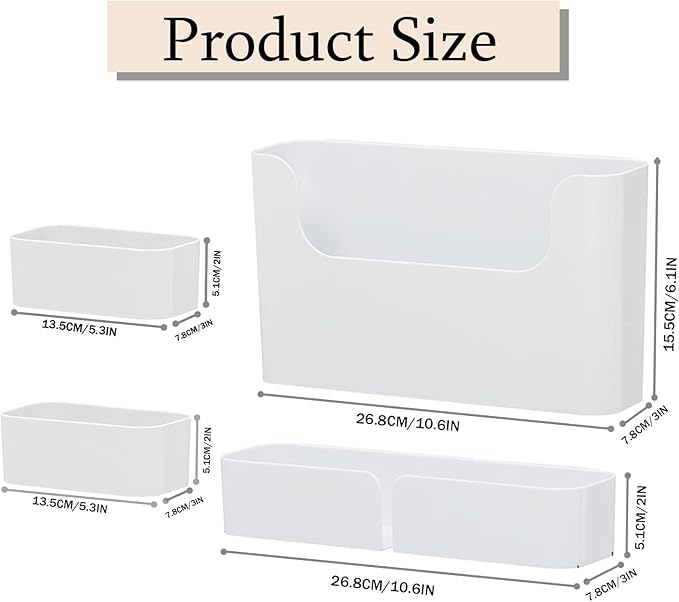4 Pack Bedside Shelf Wall Mount,Wall Mounted Floating Shelf, Bedside Shelf Organizer Set,Non-Drilling Adhesive Plastic Storage Organizer for Home Decor,Kitchen,Bedroom,Bathroom,Rv (White)