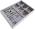 Gray Velvet Stackable Organizer Premium Quality Stackable Tray for Rings Accessaries Jewelry Collectibles Closet Orgnization Drawer Dividers Inserts