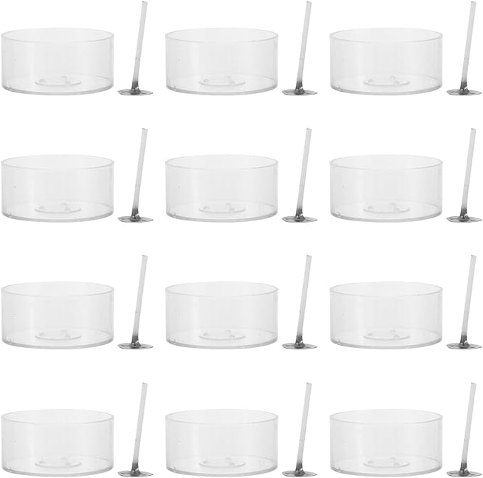 VILLCASE Candle Making Kit with 20 Clear Plastic Tealight Cups and 200 Pcs Cotton Wicks - Heat Resistant Empty Candle Molds for DIY Tea Light Making - Transparent Round Containers for Home Decor