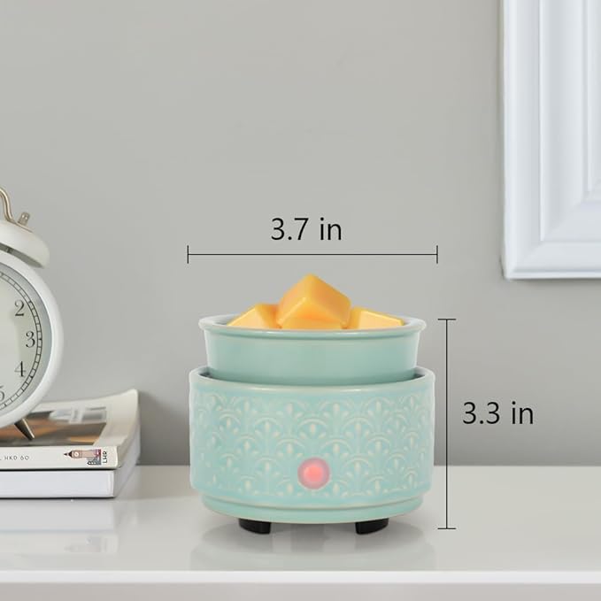 kobodon Ceramic Wax Melt Warmer - 3-in-1Electric Wax Warmer-Fragrance Candle Burner for Scented Wax Tarts and Essential Oils - Wax Melts as Gifts for Moms Grandma Women Girls（Light Green）